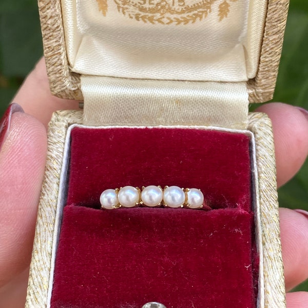 Vintage 14ct gold and pearl ring size K 1/2 5.75