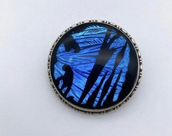 Sterling silver butterfly wing brooch,  sterling silver blue brooch