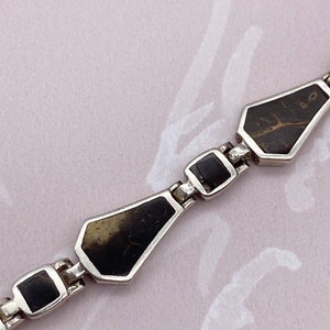 Vintage brown sterling silver link bracelet