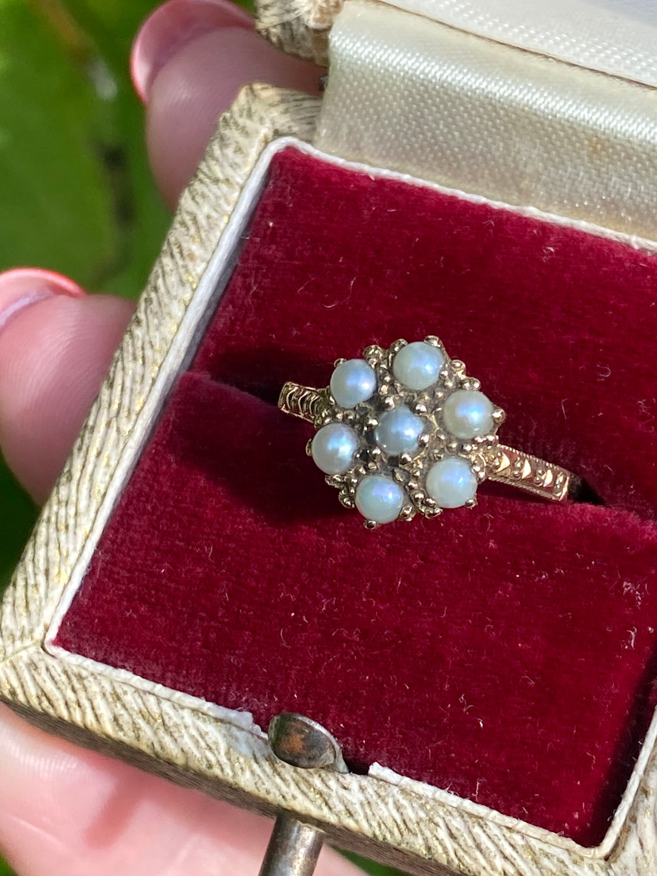 Antique 9ct Gold Seed Pearl Floral Ring Size J 1/2 US 5.25 Etsy