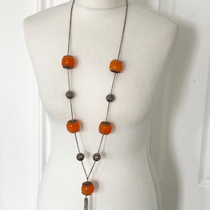 Vintage Eastern chunky beaded chain necklace