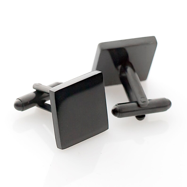 gift for him for boyfriend husband Monogrammed black cufflinks any message