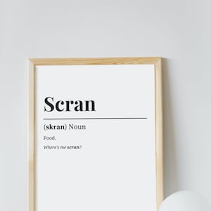 Geordie definition digital download of &#39;Scran&#39; - Print yourself/Newcastle/Toon/Christmas gift/Wall art | Bradybuttonsco