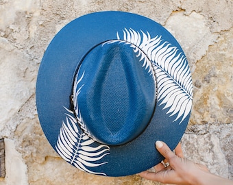 Hand Painted Jute Fedora, Mexican Panama Straw Hat, Tropical Vacation Sun Hat