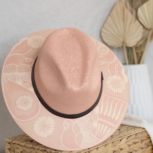 Mexican Palm Hat, Hand Painted Hat, Colorful Hat, Panama Straw Hat, Boho Fedora Hat, Mexican Sombrero, Handmade Hat, Beach Hat