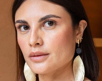 Handmade Barro Negro Earrings, Oaxaca Black Clay with 18K Gold