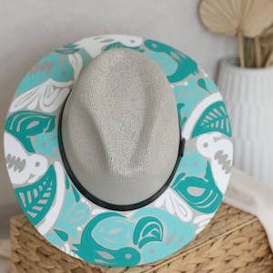 Mexican Palm Hat, Hand Painted Hat, Colorful Hat, Panama Straw Hat, Boho Fedora Hat, Mexican Sombrero, Handmade Hat, Beach Hat