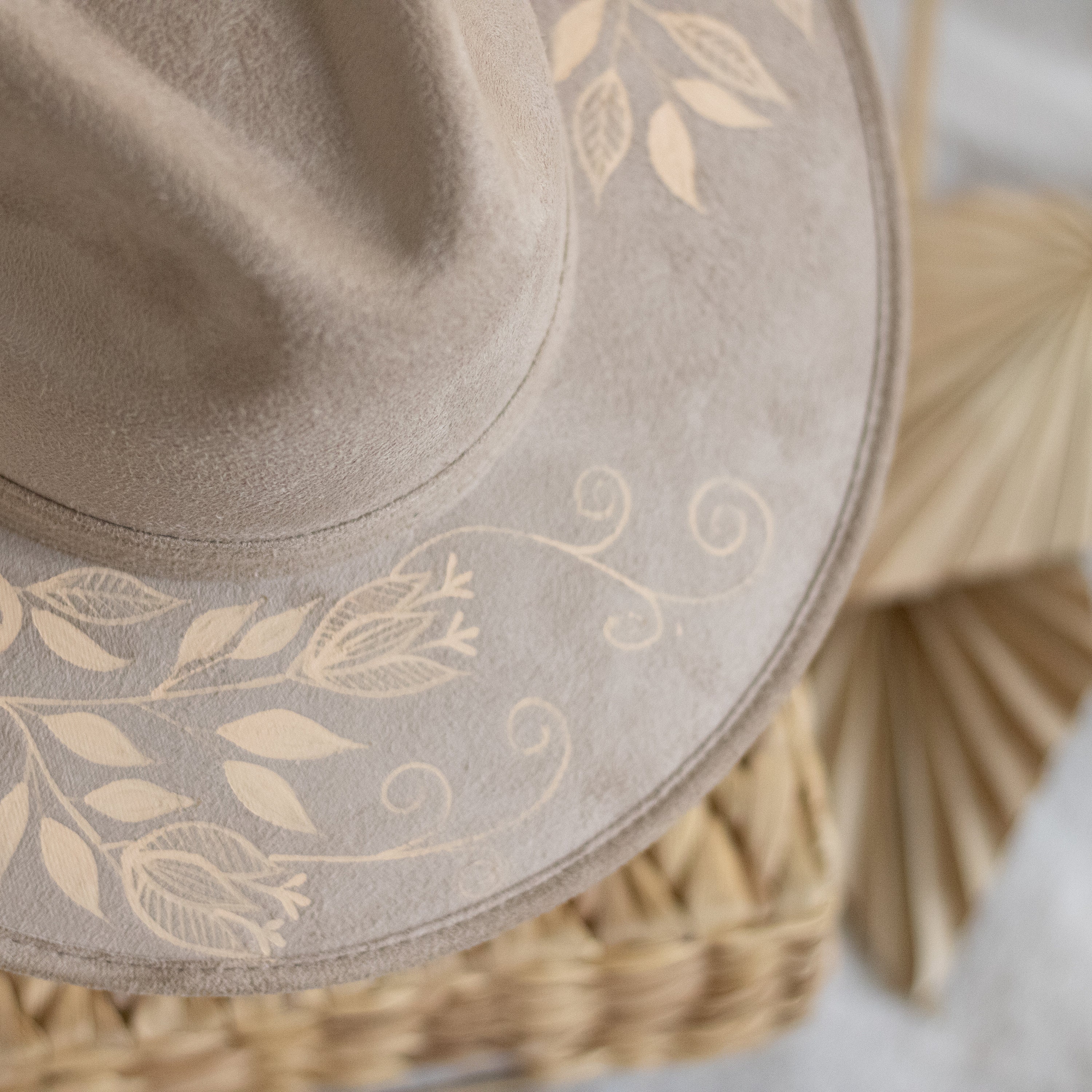 Floral Suede Hat, Hand Painted Tan Hat - Etsy