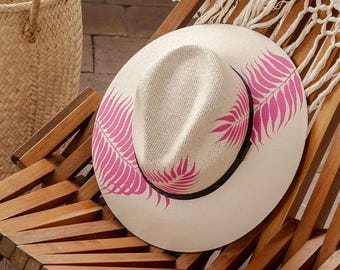 Fedora Hat, Beach Hat, Hand Painted Resort Style