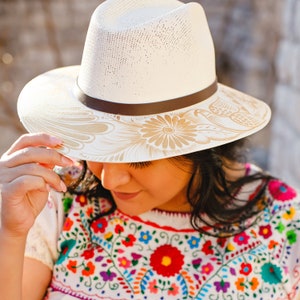 Mexikanischen Palmenhut, Handbemalter Hut, Bunter Hut, Panama Strohhut, Boho Fedora Hut, Mexikanischen Sombrero, Handgemachter Hut, Geschenk für Sie