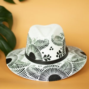 Mexican Palm Hat, Hand Painted Hat, Colorful Hat, Panama Straw Hat, Boho Fedora Hat, Mexican Sombrero, Handmade Hat, Gift for Her