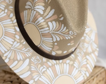 Hand Painted Jute Fedora, Artisan Mexican Panama Hat, Tropical Sun Hat