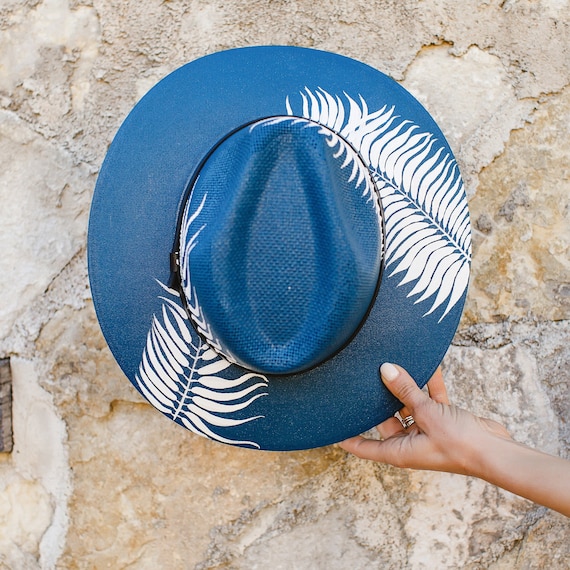 HAT MEXICAN Artisanal Hand Painted Fedora Floral Sombrero Panama Bohemian Medium Hand-painted Mexican Palm Hat: Colorful Boho Fedora  main image 4