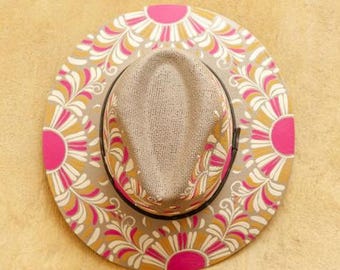 Hand-Painted Mexican Palm Hat: Boho Fedora with Leather Band