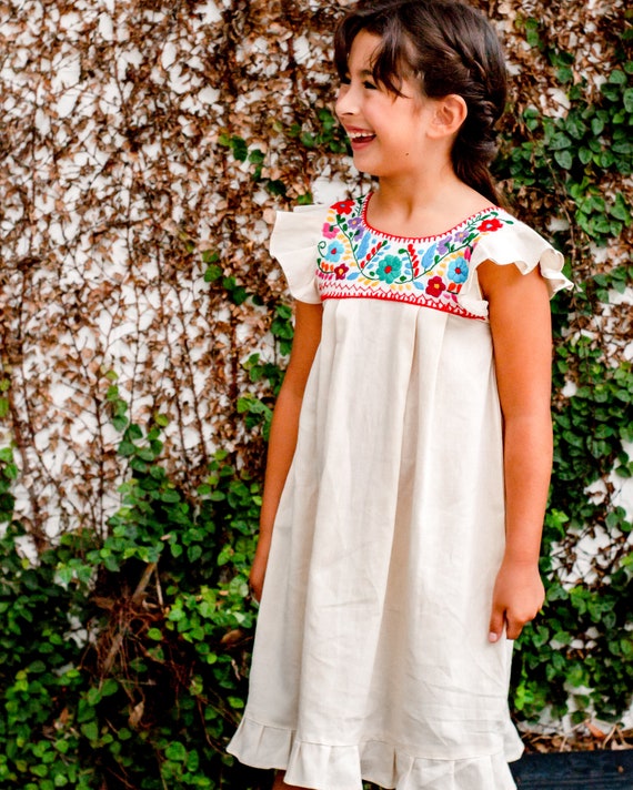 Mexican Embroidered Dress Girls Kids 