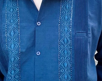 Mexican Traditional Guayabera for him, Linen Shirt for Men, Yucatan Guayabera, button up shirt from Yucatan, gift for him, Short Sleeve