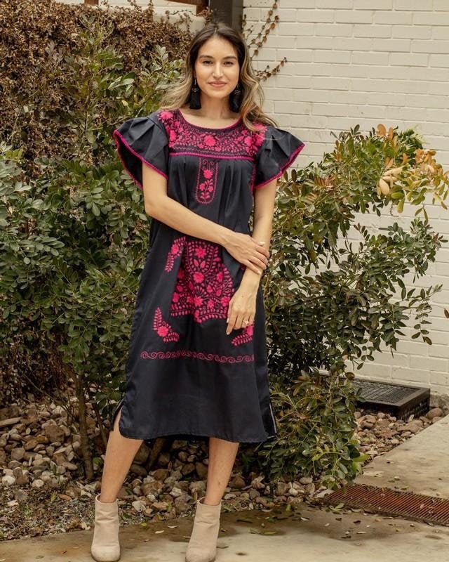 Mexican Midi Dress Mexican Boho Wedding Tunic Dress Ruffled | Etsy