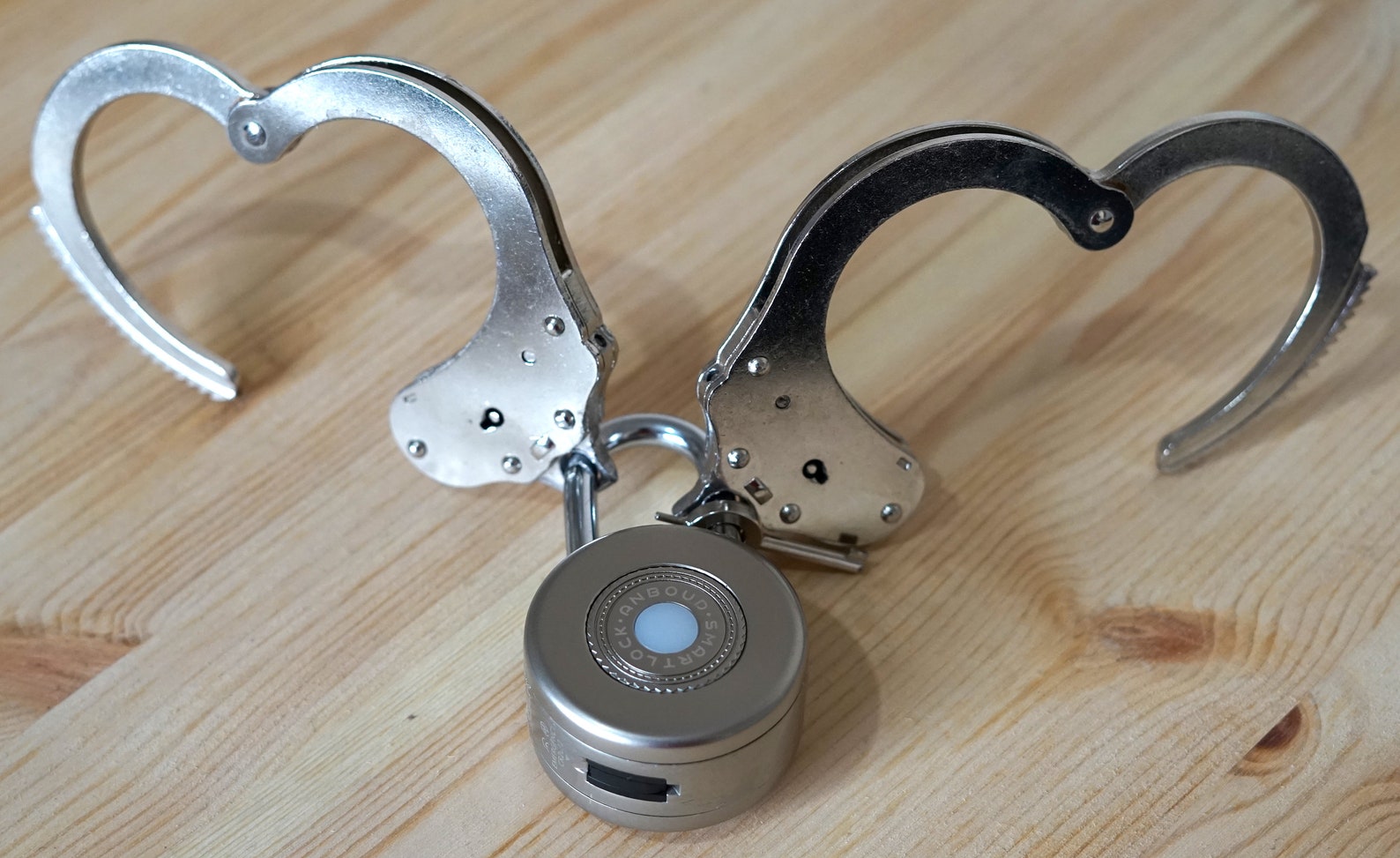 Alcyon Time Controlled Release Stainless Steel Handcuffs Chastity Belt