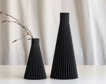 Vases V • bold black • wasserdicht • minimalistische moderne Vasen • 3D-Druck • aus pflanzlichem Material