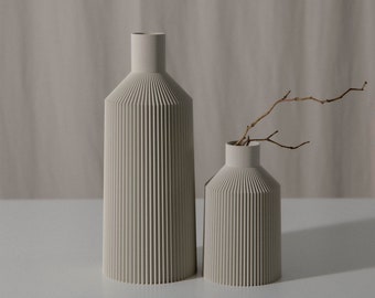 Vase D • taupe/hellgrau • wasserdicht • minimalistische moderne Vasen • 3D-Druck • aus pflanzlichem Material