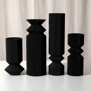 Jarrón B • negro • para flores secas • jarrones modernos minimalistas • impresión 3D • hecho de bioplástico