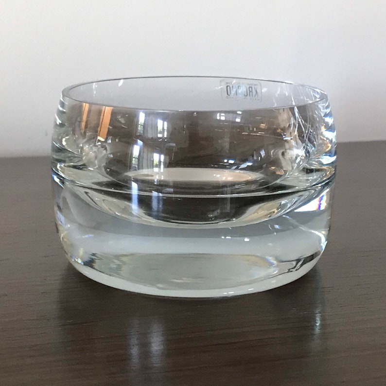 Vintage MCM Krosno Glass bowl thick bottom bowl candy dish Etsy