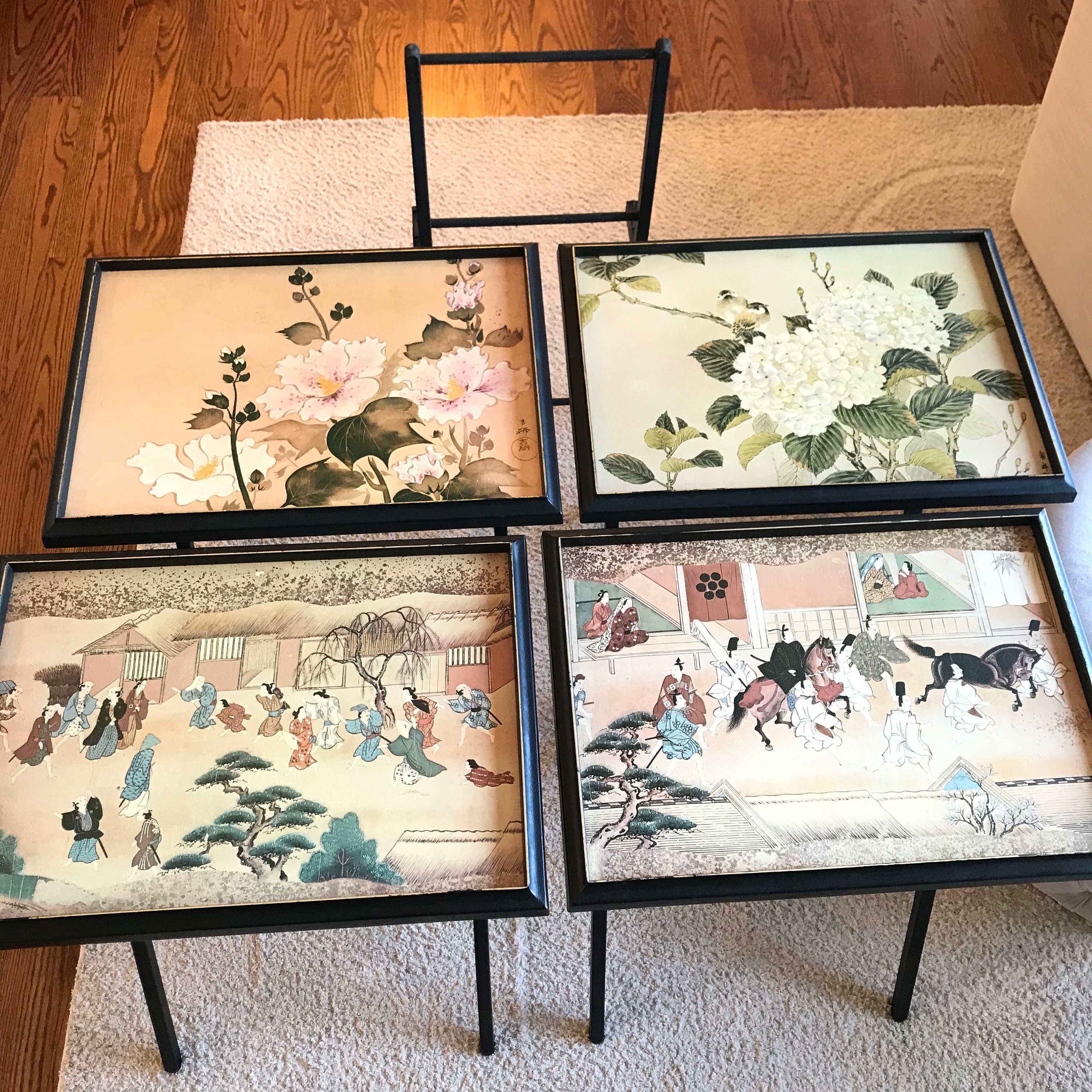 Vintage Mid Century Artex TV tables snack trays with stand Etsy