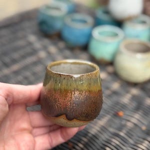 Handmade Ceramic Shot Glass: Speckled Stoneware Espresso Cup Copper