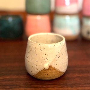 Handmade Ceramic Shot Glass: Speckled Stoneware Espresso Cup White