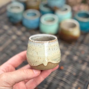 Handmade Ceramic Shot Glass: Speckled Stoneware Espresso Cup Vanilla