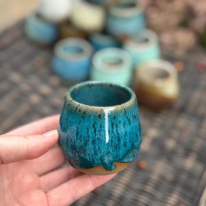 Handmade Ceramic Shot Glass: Speckled Stoneware Espresso Cup Dark teal