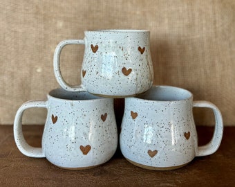 Ceramic heart mug, Mother’s Day gift, big stoneware mug