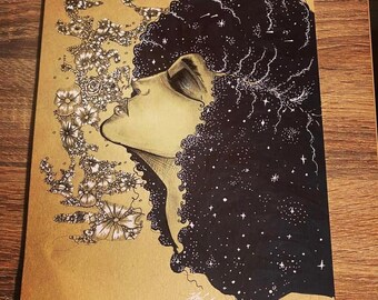 flower smoke star woman 8x11 print