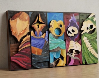 Slay the Spire 2, decorazione murale in legno multistrato dipinto a mano | Targa in rilievo 3D: Ironclad, Defect, Watcher, Silent e Boss 19 x 11,5 cm