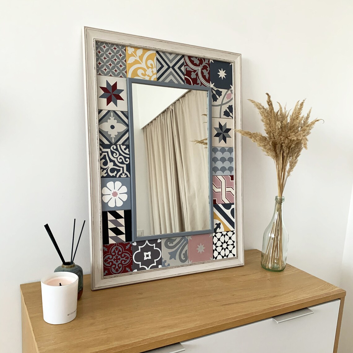 Mirror Tile Mirror Ceramic Mirror Art Deco Wall Mirror Etsy