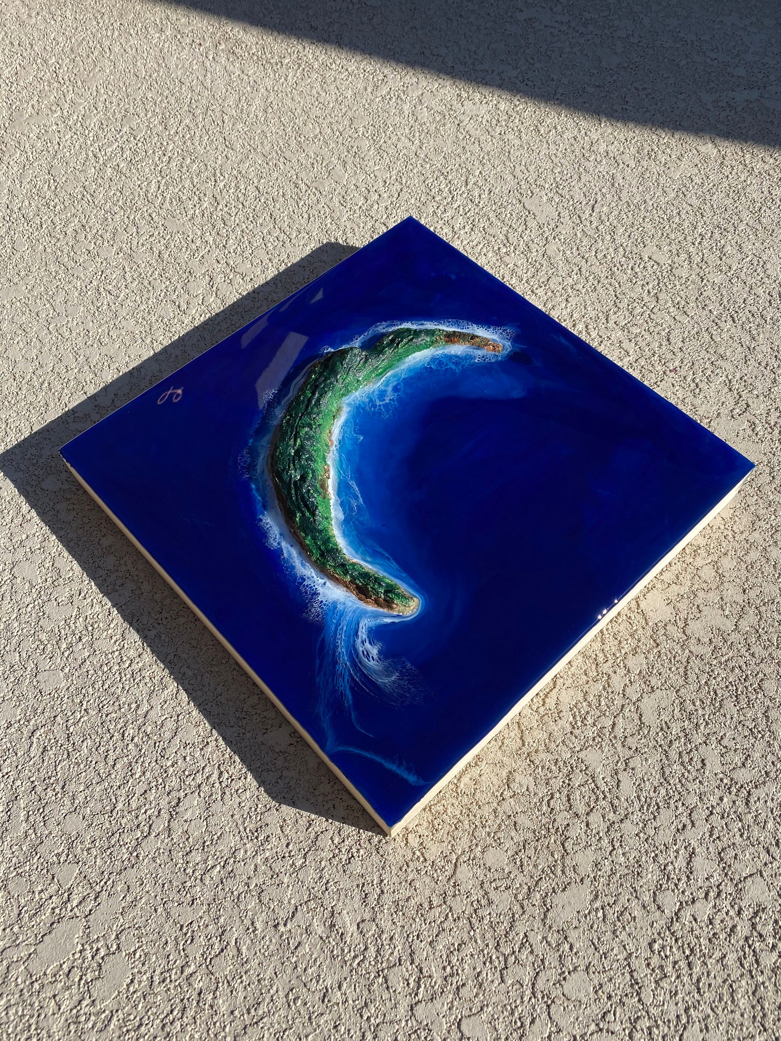 Resin Art Ocean Art Epoxy Resin Molokini Crater Resin Wall Art Etsy