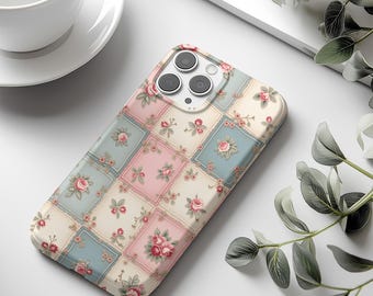 Coquette Lace Patchwork Phonecase, Cute iPhone 16,15,14, Samsung Galaxy S25,S24,S23 & Google Pixel CoverFloral Quilt Aesthetic Phone Case,