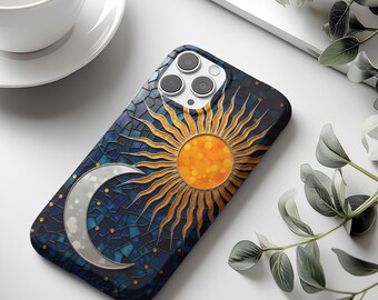 Celestial Stained Glass Phone Case Sun Moon Design, Stained Glass Phonecase Cover, iPhone 16 15 14 13, Samsung Galaxy S25 S24 S23 Case,pixel