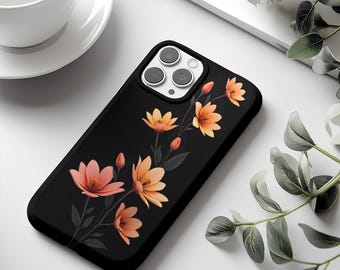Cottagecore Floral Phonecase, Wildflower Silhouette, Boho Pastel Phone Case for iPhone 16, 15, 14, Samsung S25, S24, S23 Pixel, Gift for Her