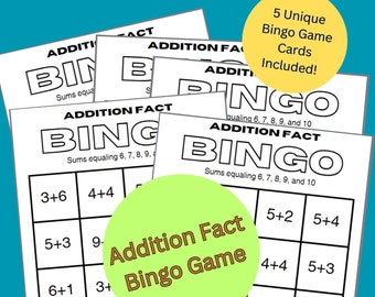 Subtraction Bingo Game - Etsy