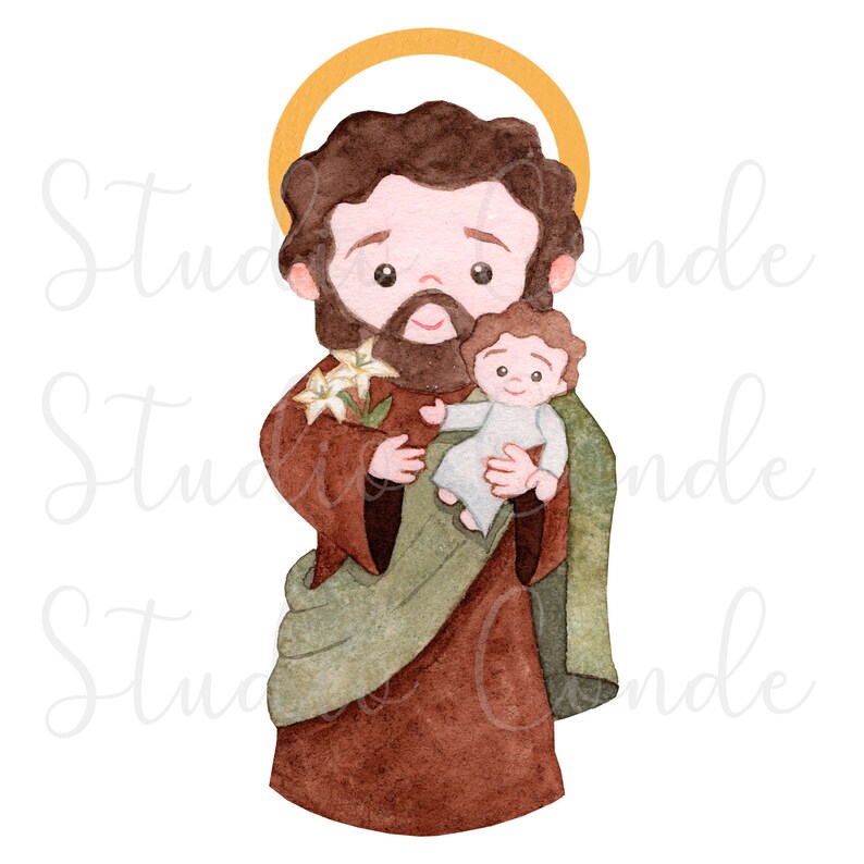 Saint Joseph clipart Watercolor Saint icon christian Etsy