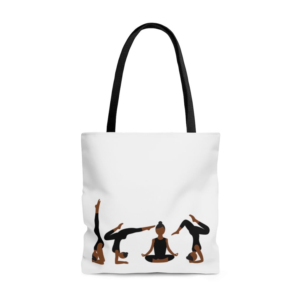 Black Girl Yoga Tote Bag Yoga Women Yoga Lover Black Etsy
