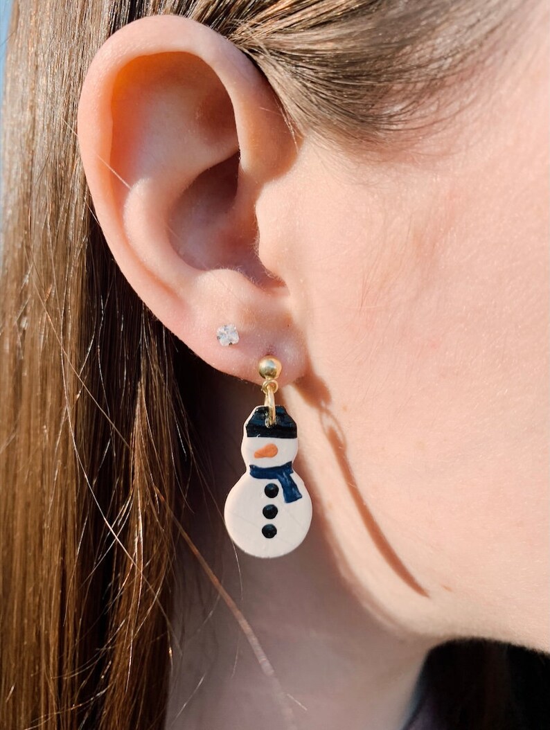 SNOWMAN Polymer Clay Earrings Etsy