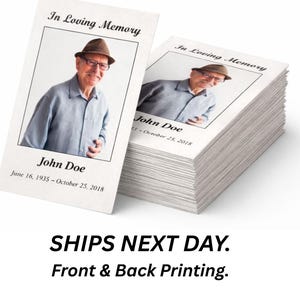 Funeral Memorial Prayer Cards / Customized Memorial Cards / Personalized Prayer Memorial Card / Printed Funeral Memorial Cards / Prayer Card