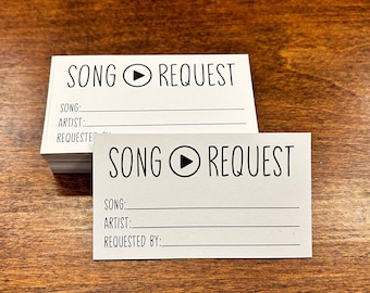 PRINTED Song Request Cards / DJ Request Cards / Music Request Cards / Custom Song Request Cards / Request Songs Print Outs / Requested Song