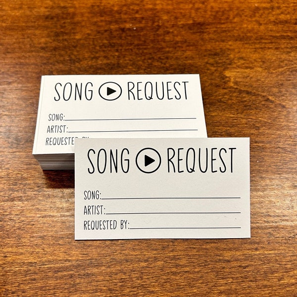 PRINTED Song Request Cards / DJ Request Cards / Music Request Cards / Custom Song Request Cards / Request Songs Print Outs / Requested Song