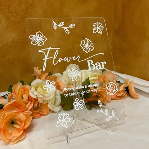 Acrylic Flower Bar Sign / Flower Bar Station Sign / Bridal Shower Sign / Custom Flower Bar Sign / Bouquet Sign / Acrylic Bouquet Sign