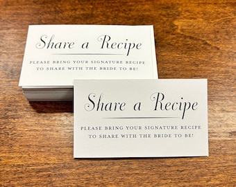 PRINTED Share a Recipe Card / Share a Recipe Invite Card / Bring a Recipe Card / Recipe Invite Card / Printed Bring a Recipe Card / Recipe