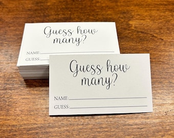 PRINTED Guess How Many Cards / Written Guess How Many Cards / Printed Raffle Cards / Guess How Many Game Cards / How Many In The Jar Card
