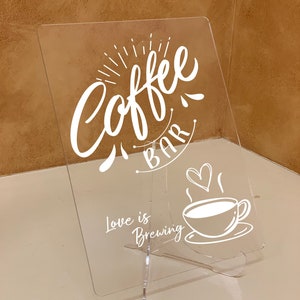 Acrylic Coffee Bar Sign / Wedding Coffee Bar Sign / Custom Coffee Bar Sign / Painted Acrylic Coffee Bar Sign / Coffee Bar Station Sign